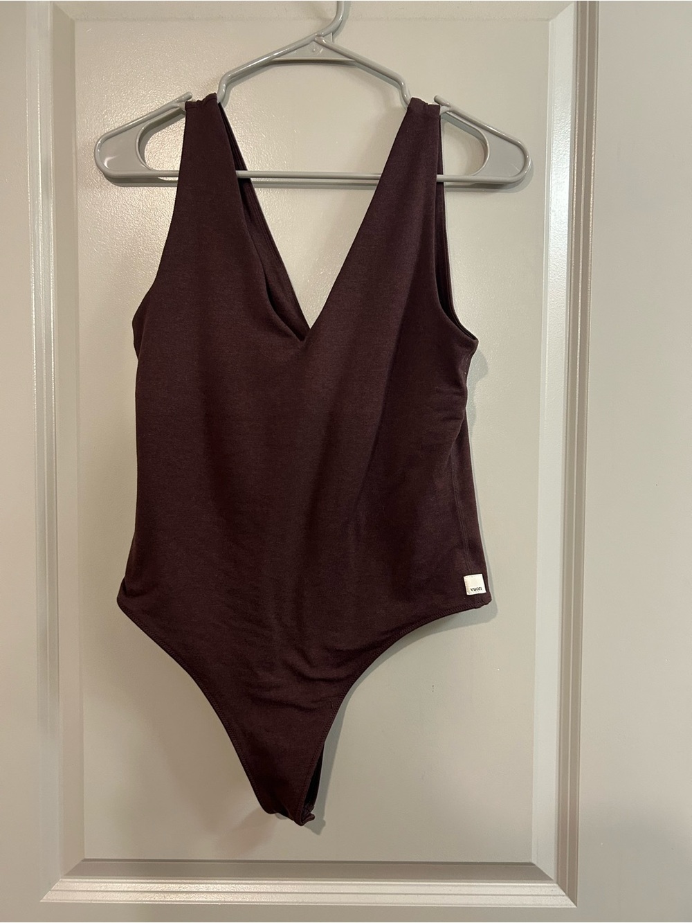 Vuori Halo V-Neck Bodysuit in Deep Burgundy